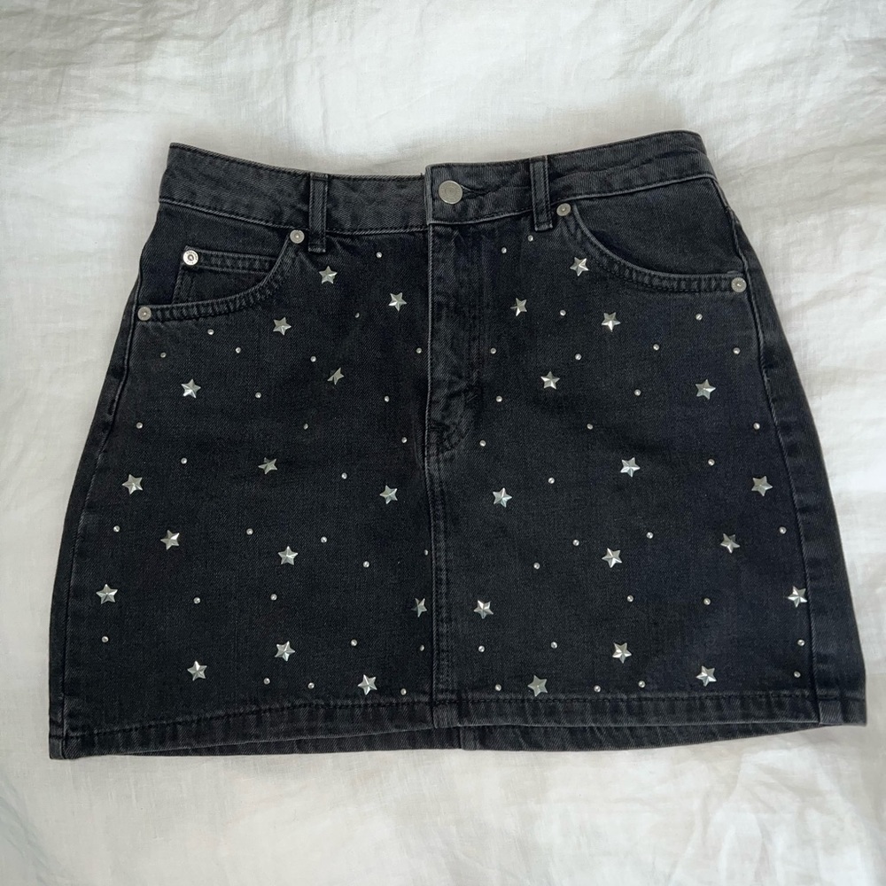topshop star skirt black jean, size 6